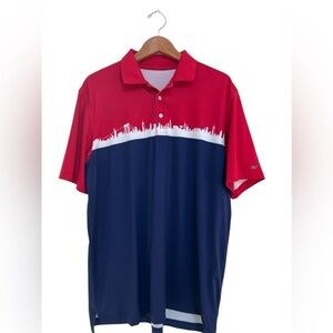 Vineyard Vines Performance Men’s Golf Polo Red White Blue Colorblock Stripe